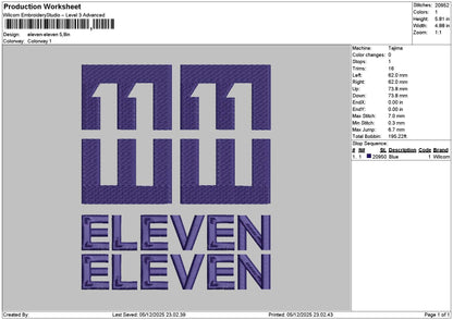Eleventext 01 Embroidery File 6 sizes