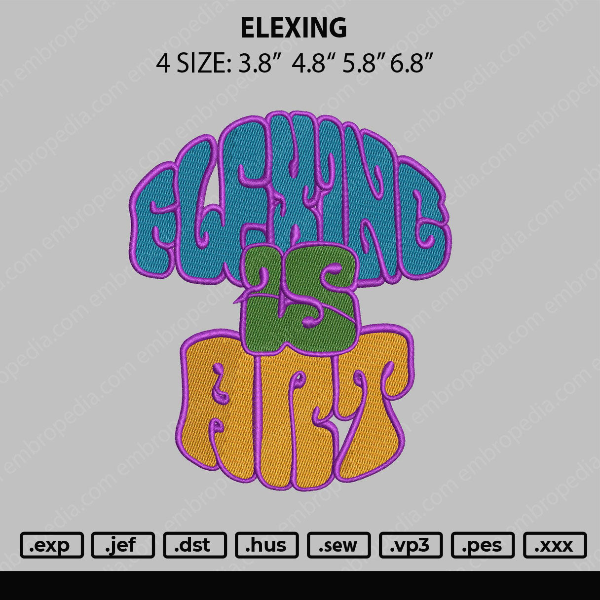 Elexing Embroidery File 4 size