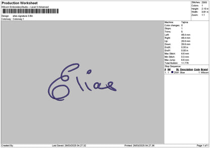 Eliastext Embroidery File 6 sizes
