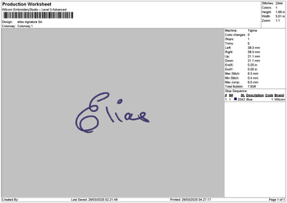 Eliastext Embroidery File 6 sizes