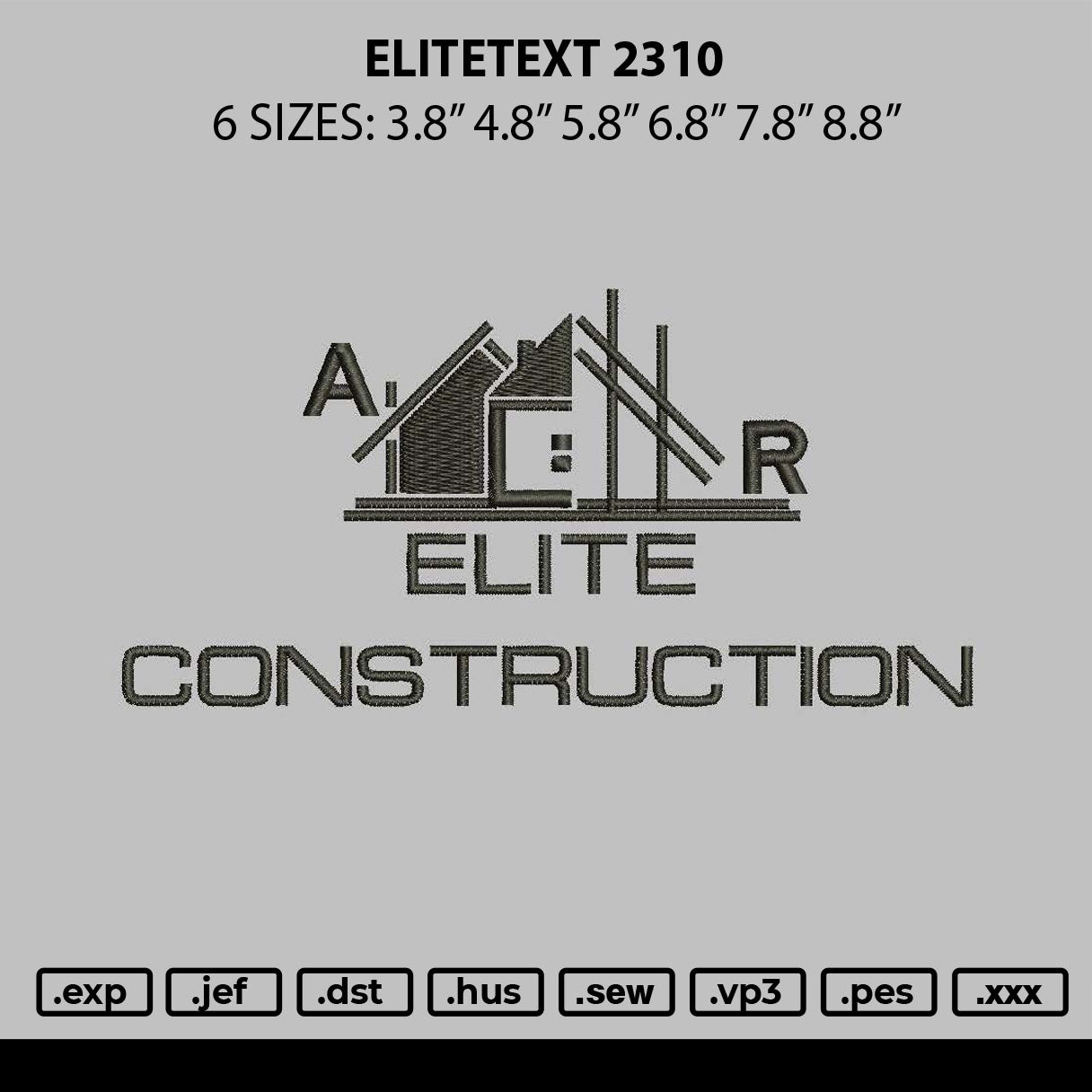 Elitetext 2310 Embroidery File 6 sizes