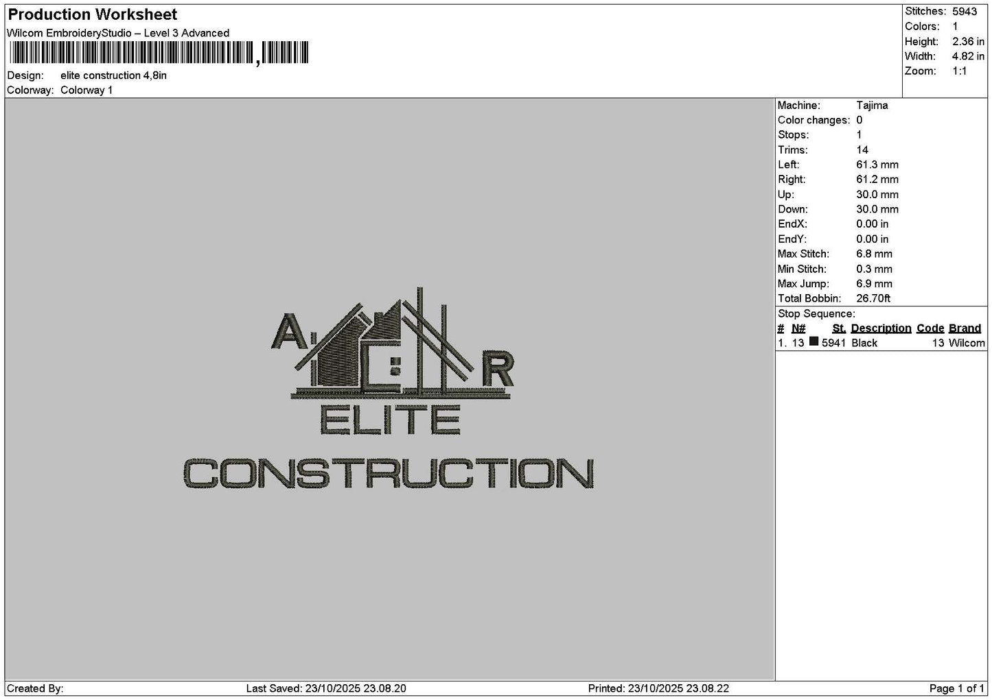 Elitetext 2310 Embroidery File 6 sizes