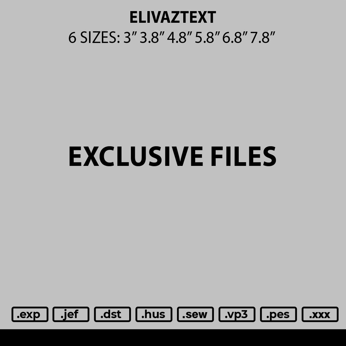 Elivaztext Embroidery File 6 sizes