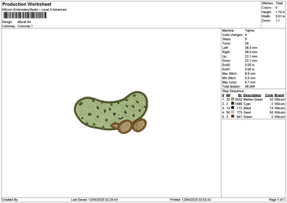Cucumber Embroidery File 6 sizes