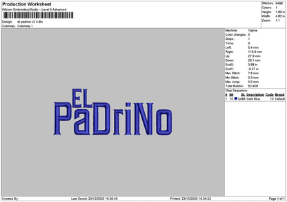 Padrinotext Embroidery File 6 sizes
