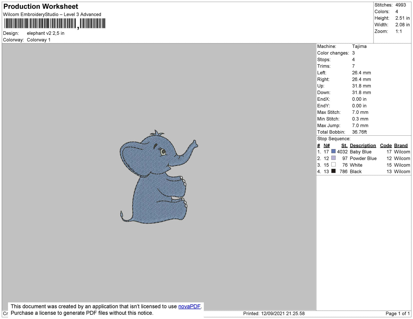 Elephent 002 Embroidery File 4 size