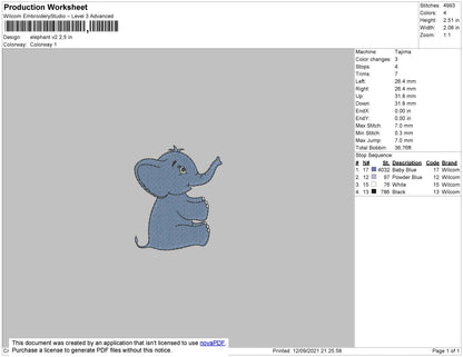 Elephent 002 Embroidery File 4 size