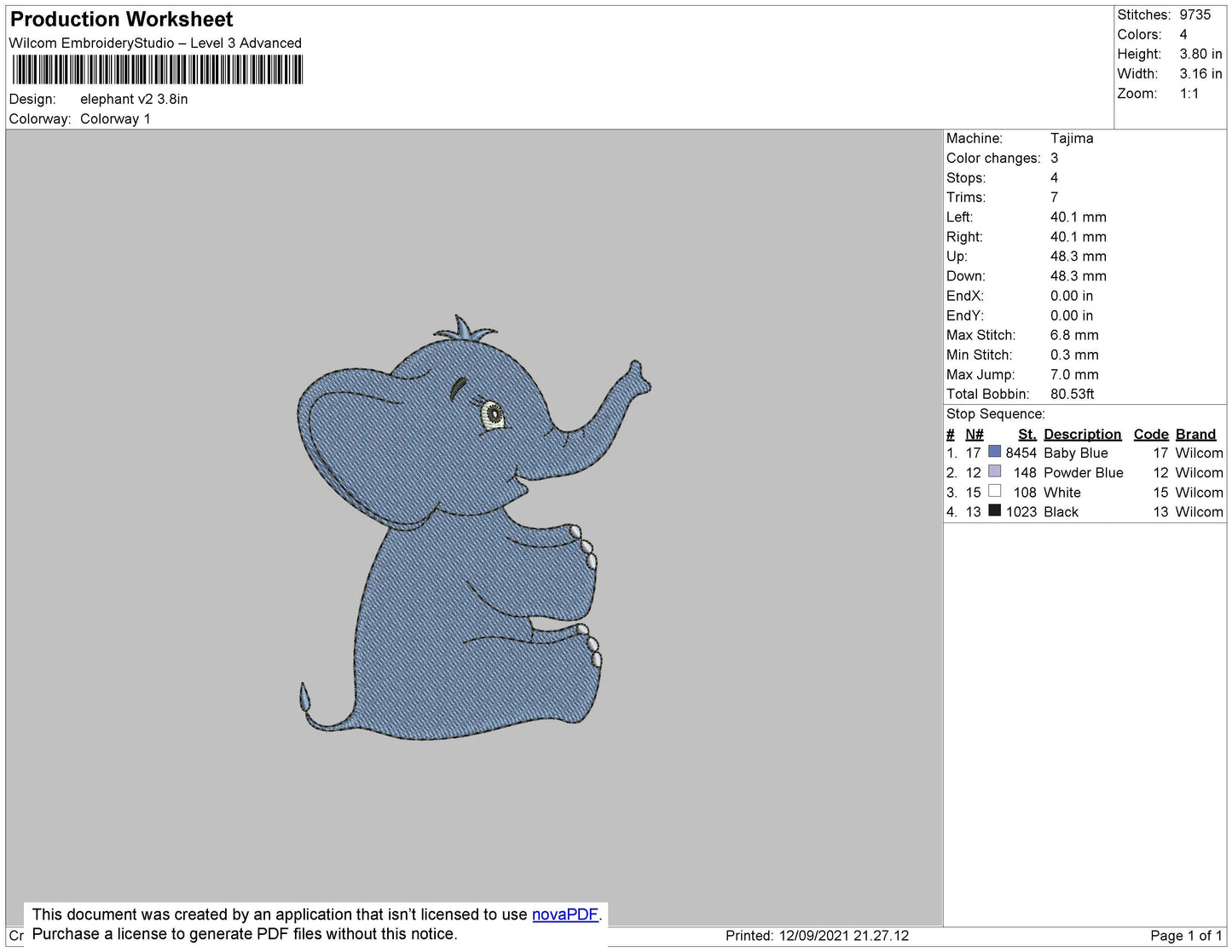 Elephent 002 Embroidery File 4 size