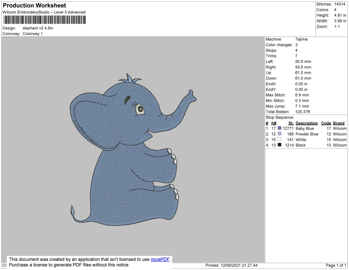 Elephent 002 Embroidery File 4 size