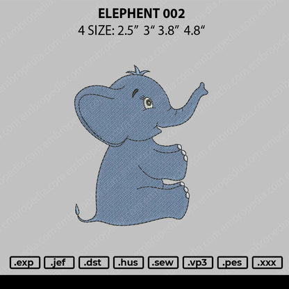 Elephent 002 Embroidery File 4 size