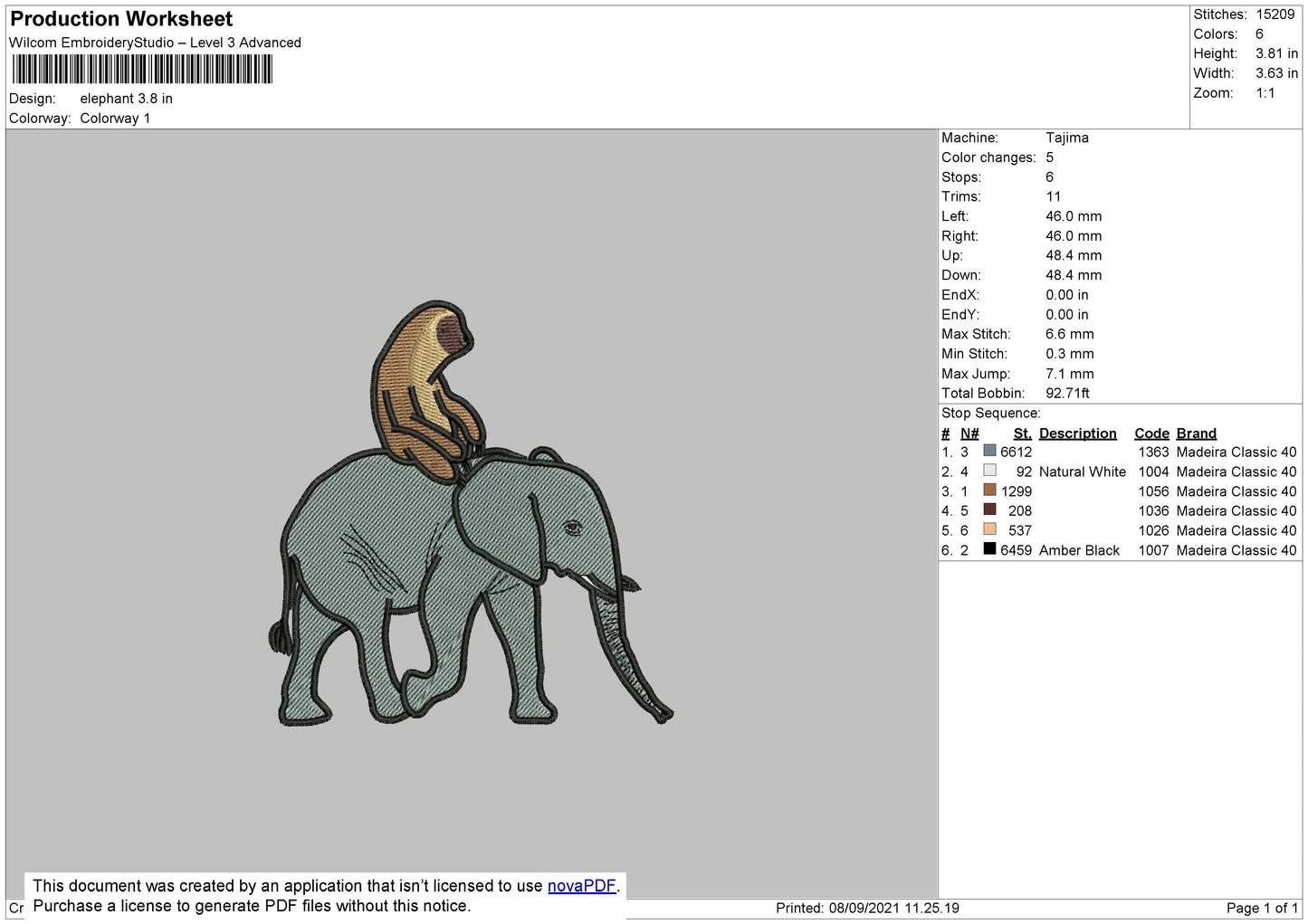 Elephant Embroidery File 4 size