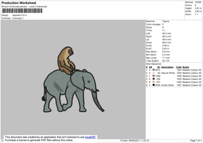 Elephant Embroidery File 4 size