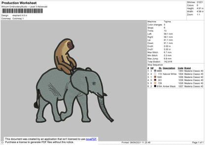 Elephant Embroidery File 4 size
