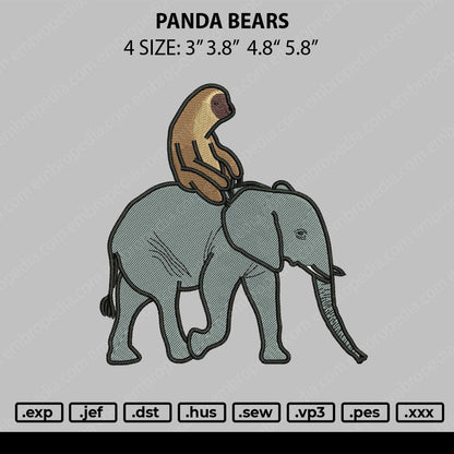 Elephant Embroidery File 4 size