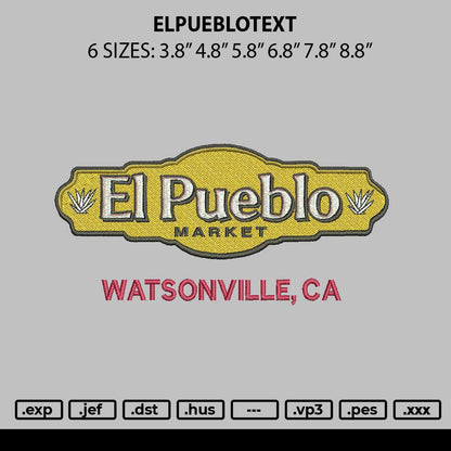 Pueblotext Embroidery File 6 sizes