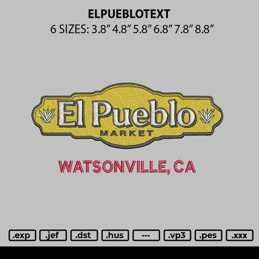 Pueblotext Embroidery File 6 sizes