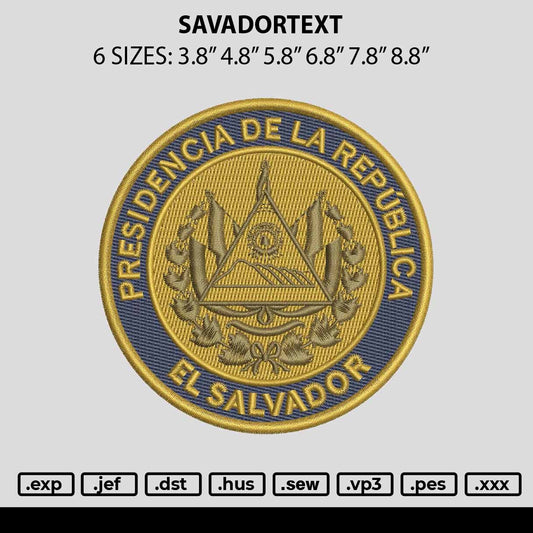 Savadortext Embroidery File 6 sizes