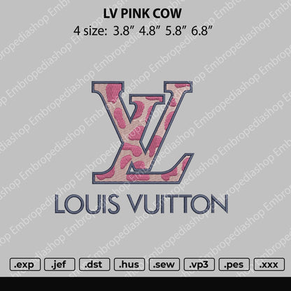 Elv Pink Cow Embroidery File 4 size