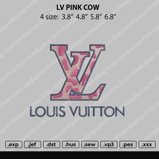 Elv Pink Cow Embroidery File 4 size