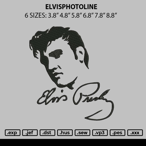 Elvisphotoline Embroidery File 6 sizes