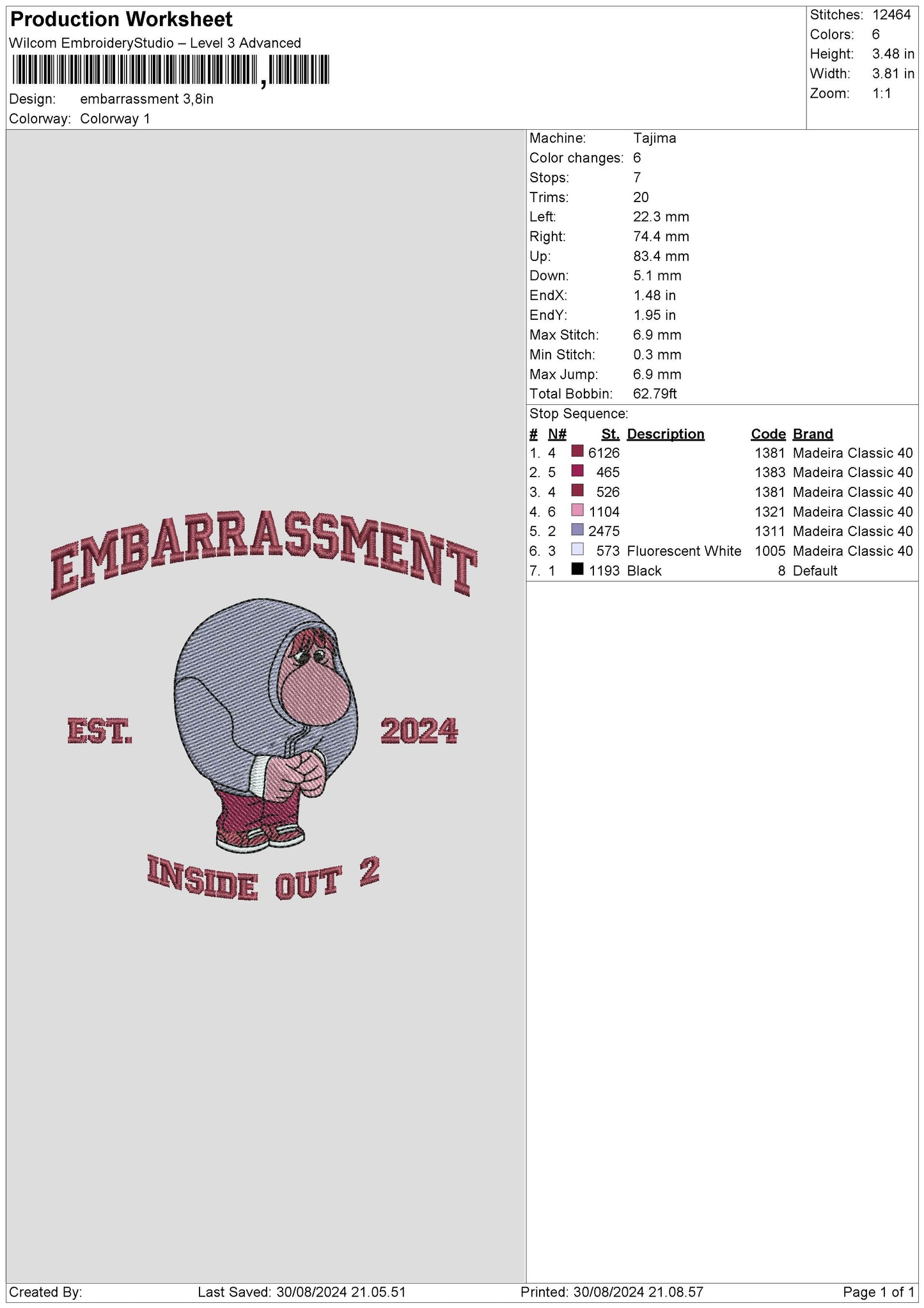Embarrassment Text Embroidery File 6 sizes