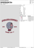 Embarrassment Text Embroidery File 6 sizes