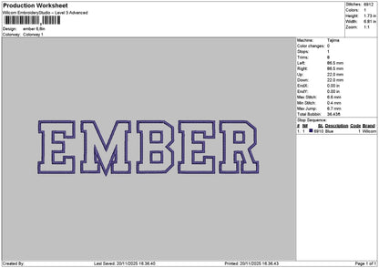 Embertext Embroidery File 6 sizes