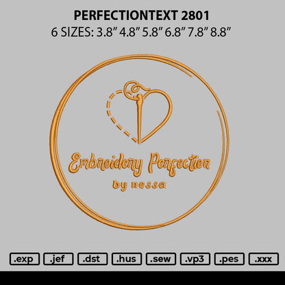 Perfectiontext 2801 Embroidery File 6 sizes