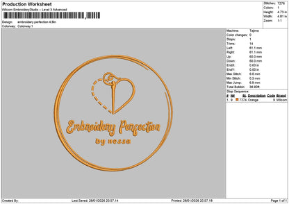 Perfectiontext 2801 Embroidery File 6 sizes