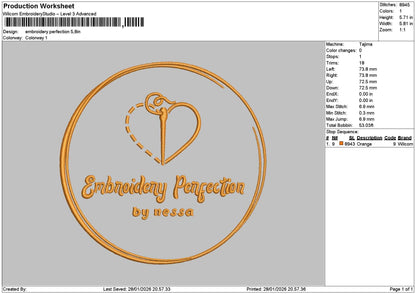 Perfectiontext 2801 Embroidery File 6 sizes