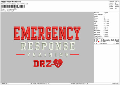 Emergency Text Embroidery Machine Design File 6 sizes