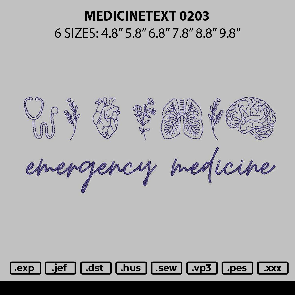 Medicinetext Embroidery File 6 sizes
