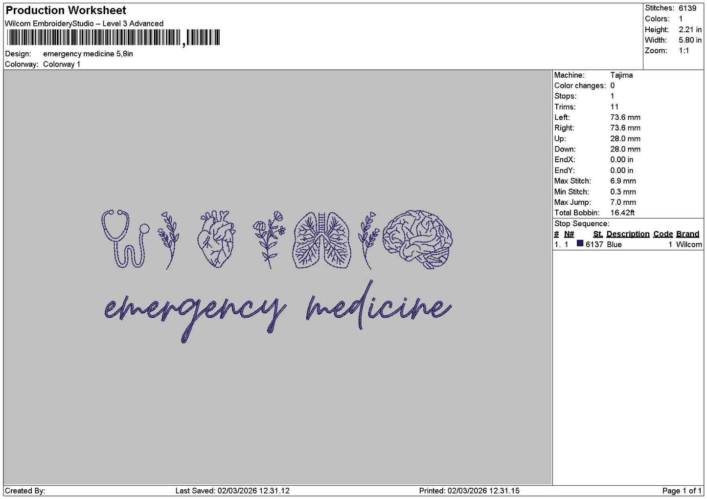Medicinetext Embroidery File 6 sizes