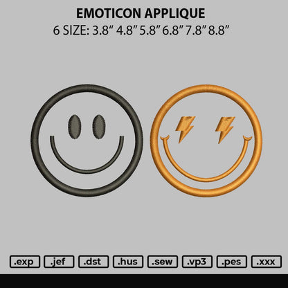 Emoticon Applique Embroidery File 6 sizes