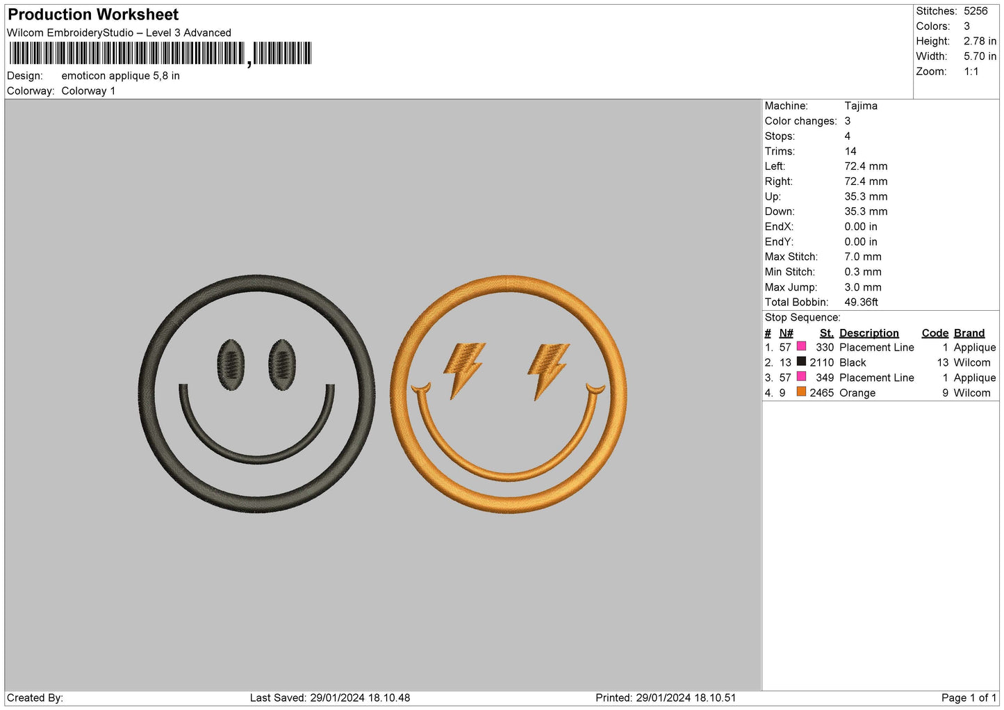 Emoticon Applique Embroidery File 6 sizes
