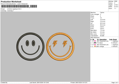 Emoticon Applique Embroidery File 6 sizes