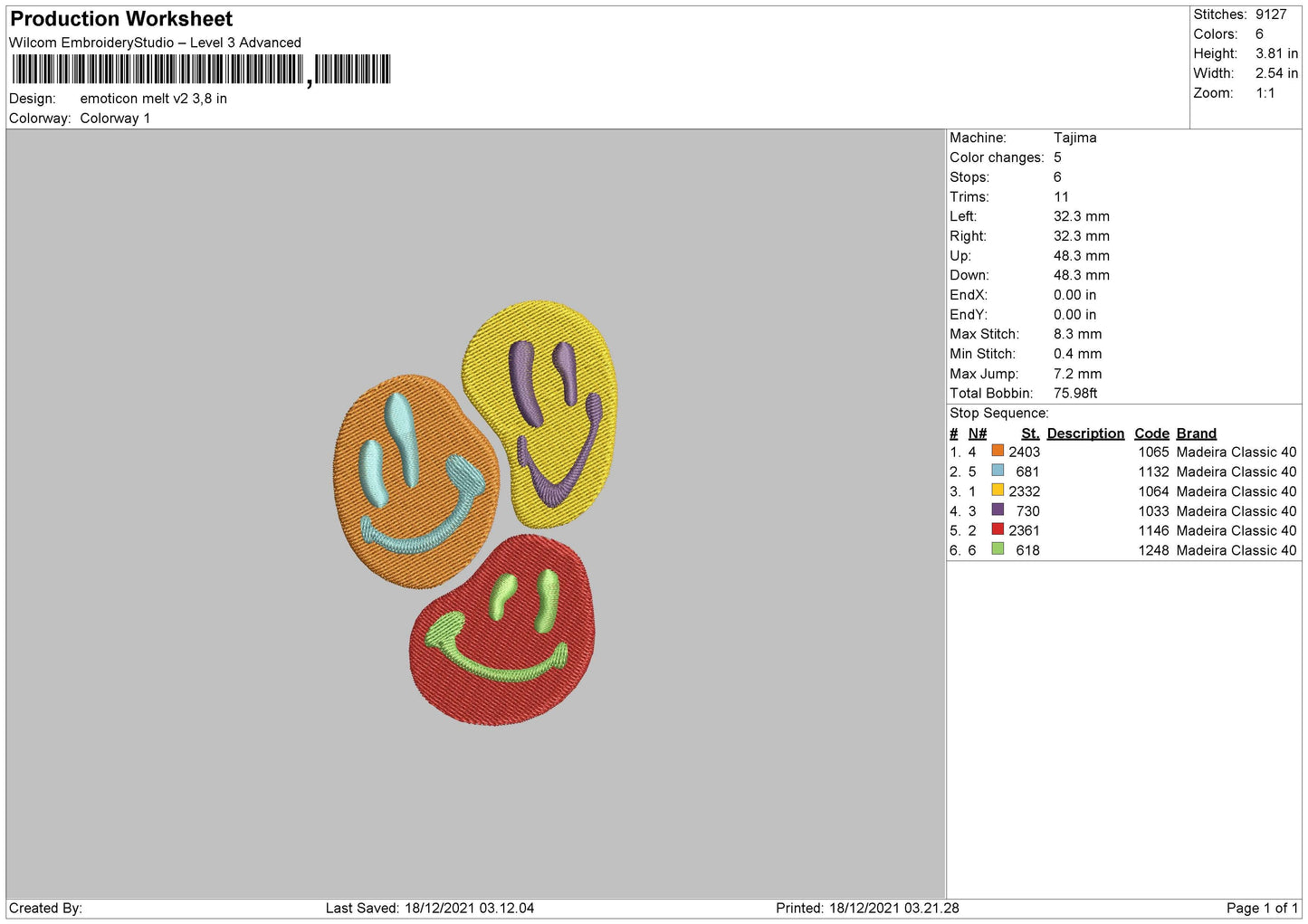 Emoticon Melt Embroidery File 4 size
