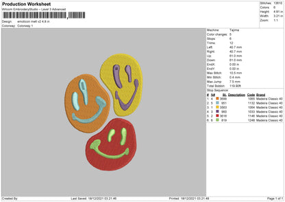 Emoticon Melt Embroidery File 4 size