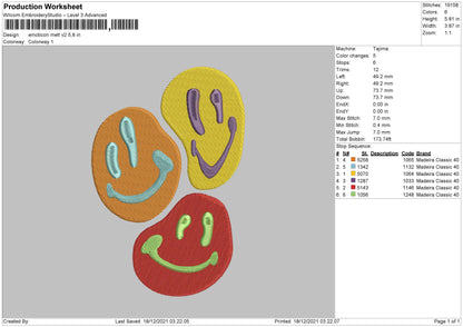 Emoticon Melt Embroidery File 4 size