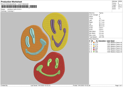 Emoticon Melt Embroidery File 4 size