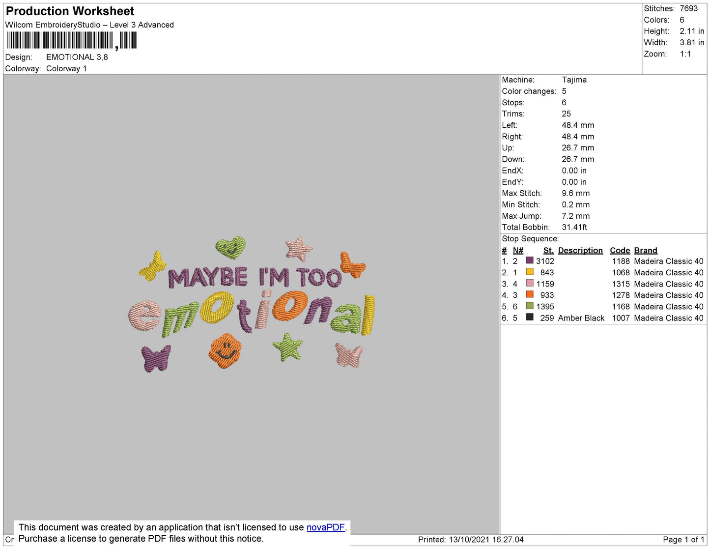 Emotional Embroidery File 4 size
