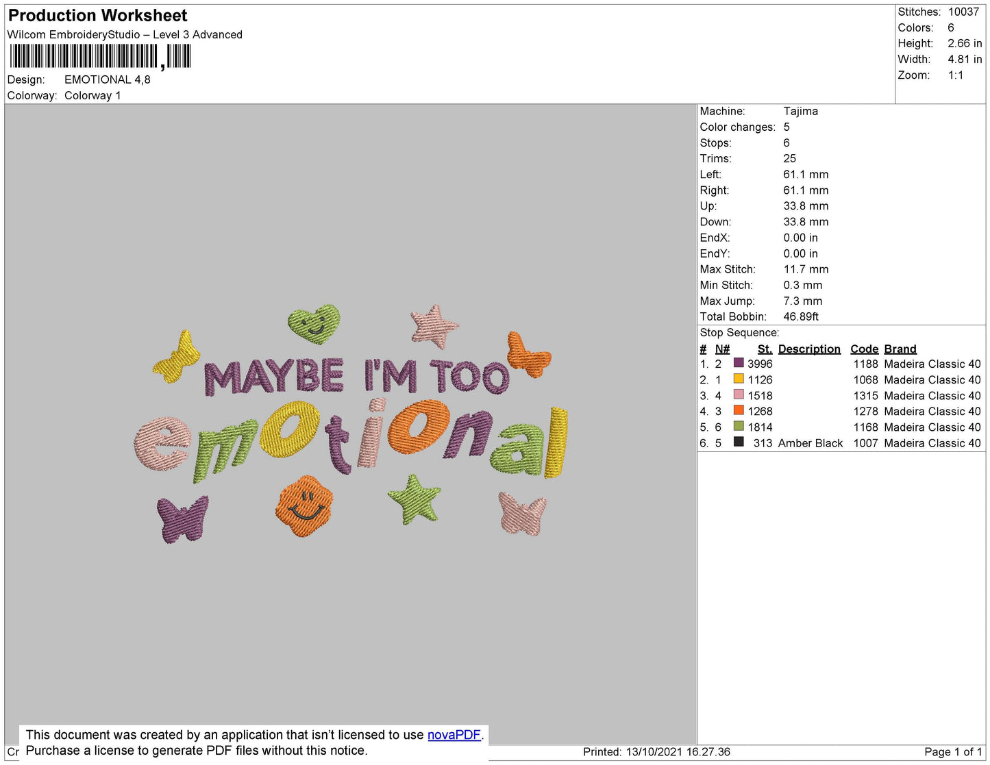 Emotional Embroidery File 4 size