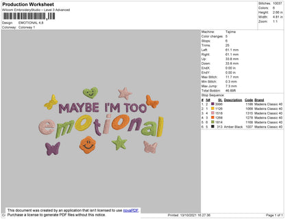 Emotional Embroidery File 4 size