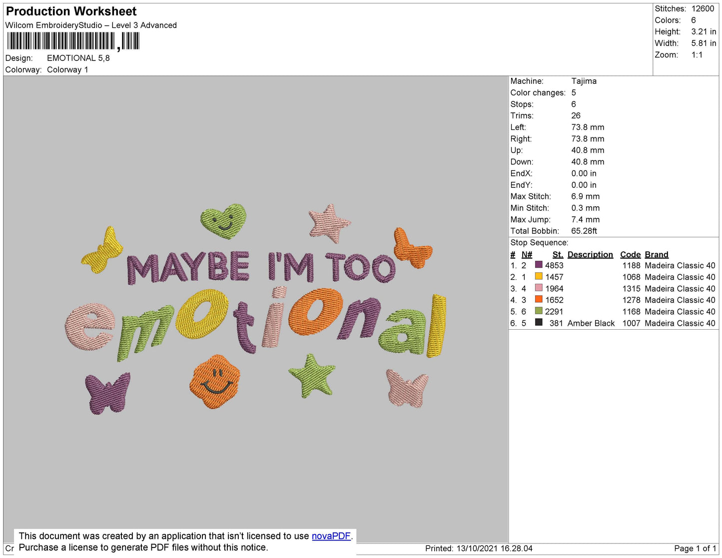Emotional Embroidery File 4 size