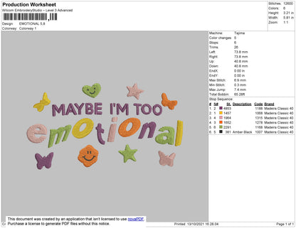 Emotional Embroidery File 4 size