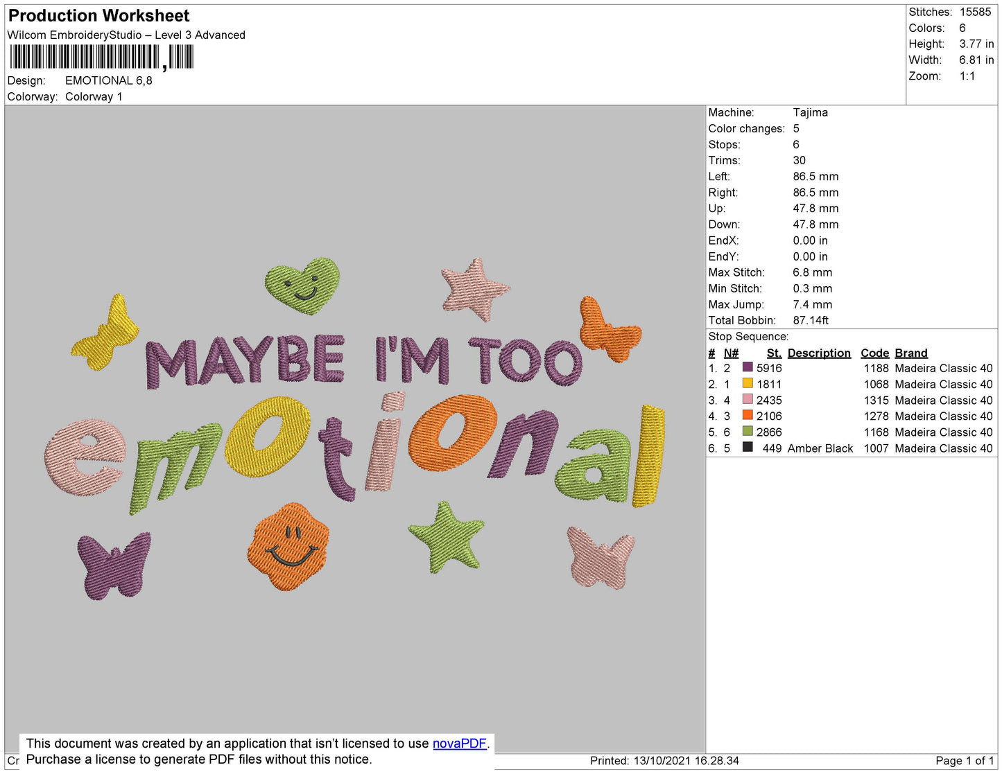 Emotional Embroidery File 4 size