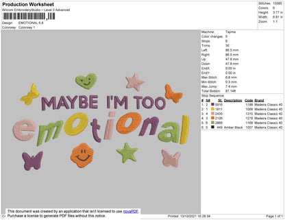 Emotional Embroidery File 4 size