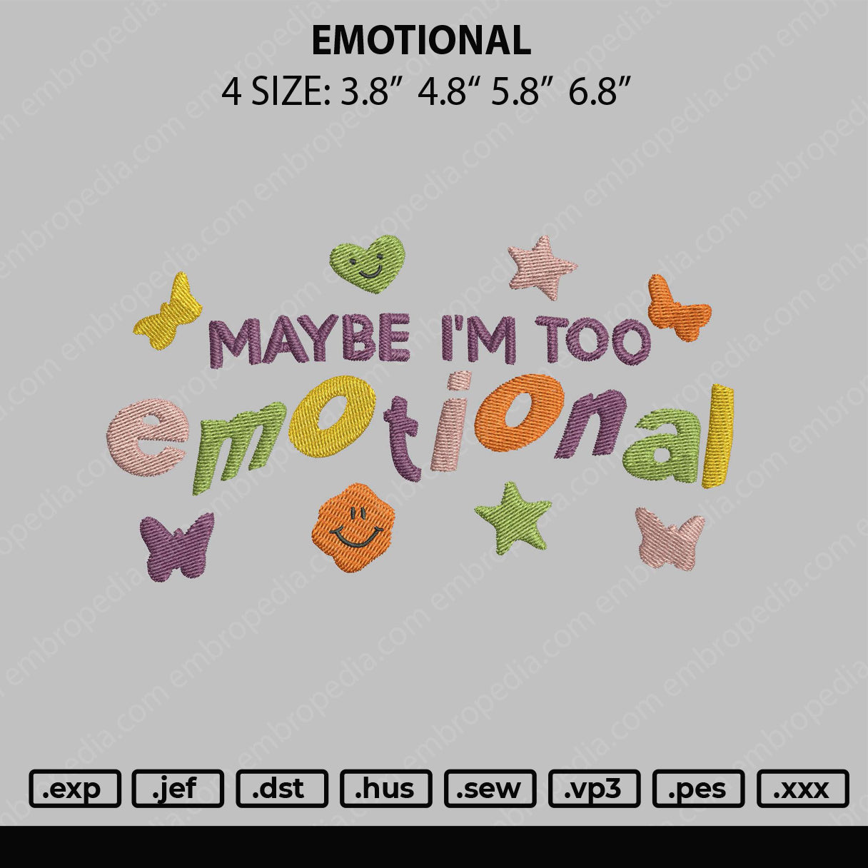Emotional Embroidery File 4 size