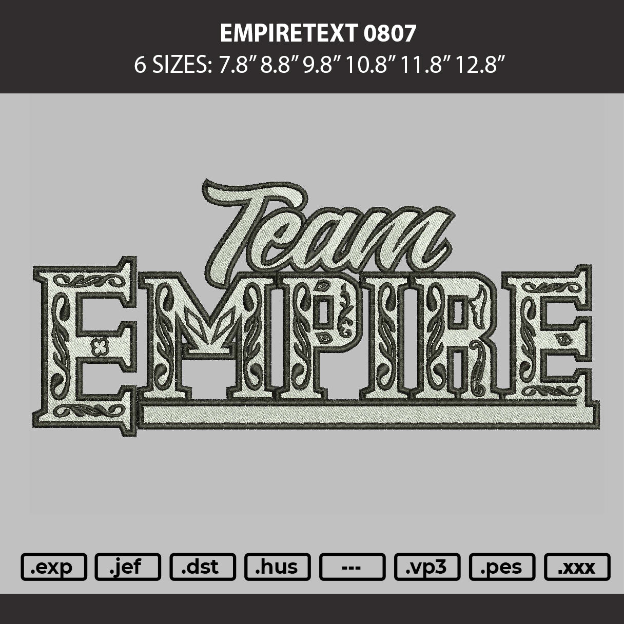 Empiretext 0809 Embroidery Machine Design File 6 sizes