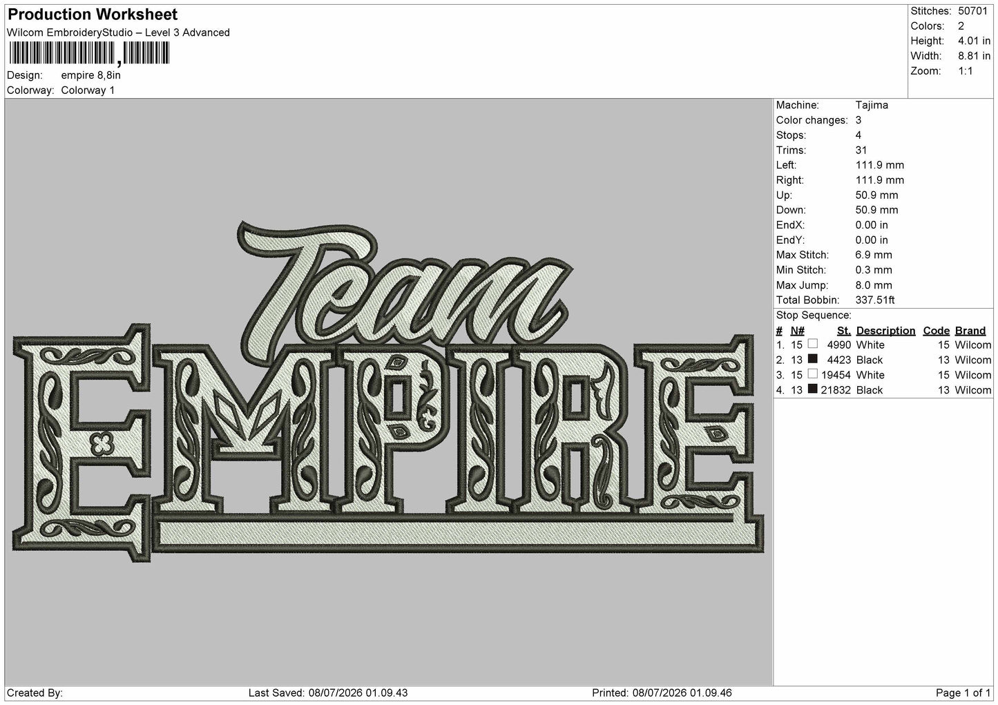 Empiretext 0809 Embroidery Machine Design File 6 sizes